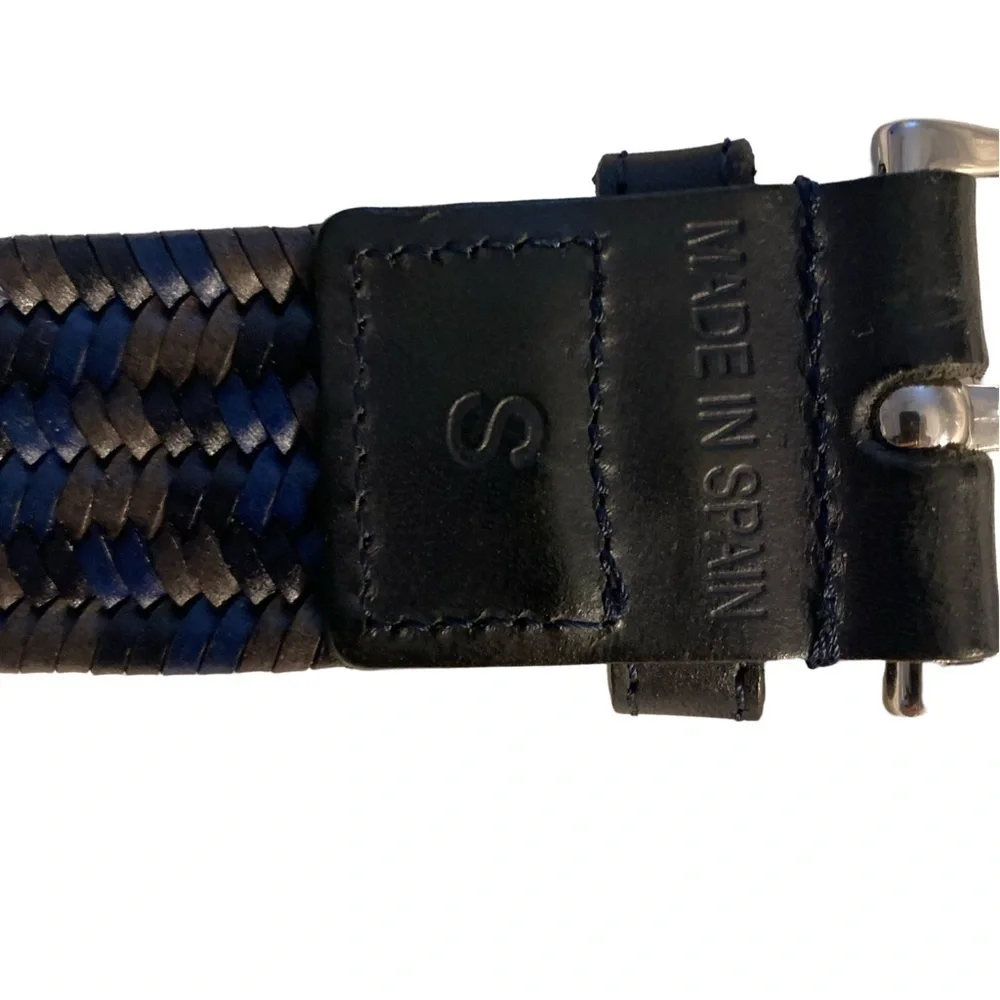 Royal Albatross Woven Golf Belt - S gray .  Blue black , leather woven,silver